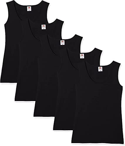 Image of FRUIT OF THE LOOM Women's Valueweight Athletic Vests (Pack fo 5), Black, 16 (Manufacturer Size:X-Large)