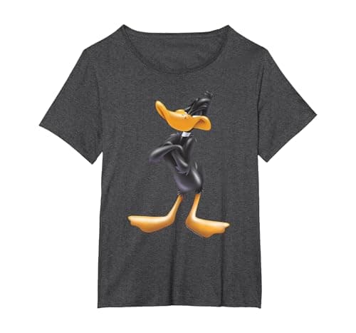 Image of Looney Tunes Daffy Duck Airbrushed T-Shirt, Women's Plus, Dark Heather Grey, 3X
