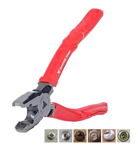 Image of VAMPLIERS VT-001-8. 8" PRO Linesman Pliers, Screw Extractor Pliers to Remove Rusted/Damage/Specialty Screws Nuts and Bolts (PRO)