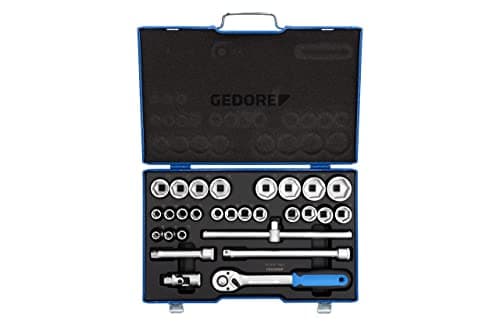 Image of GEDORE 28-piece Socket spanner set, hex, 1/2", 10-36 mm, Tool, Sockets ratchet, for carmotive, 19 VMU-10, Red