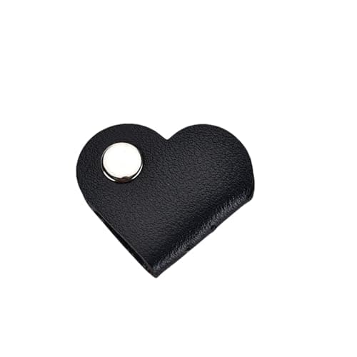 Image of PU Leather Cord Organiser Heart Shaped Cable Tie Cable Wire Management Winder for Headphones Earphones Wire Stylish Cord Wrap for Earphones