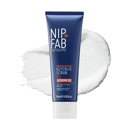 Image of Nip + Fab Glycolic Fix Scrub Extreme – 6% Glycolic Acid (AHA) and 1% Salicylic Acid (BHA) High-Potency Exfoliating Face Scrub for Resurfacing, Deep Pore Cleansing & Clear Skin, 75ml