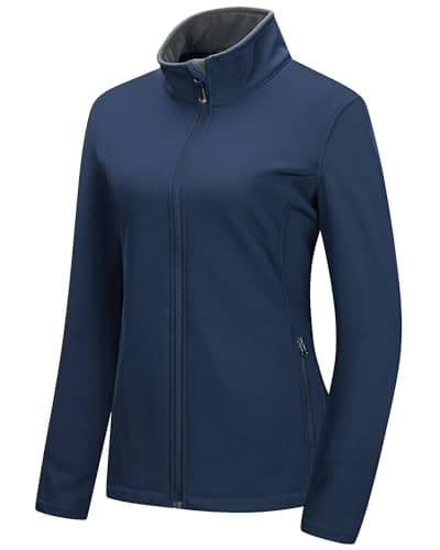 Image of 33,000ft Women's Softshell Jacket Warm Fleece Lined Windbreaker Lightweight Waterproof Rain Jacket for Running Golf Hiking Dark Blue S