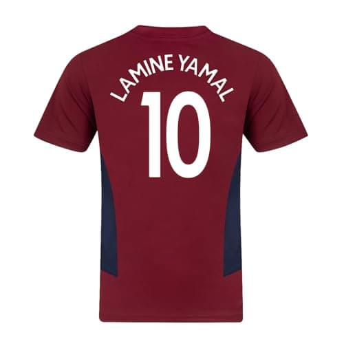 Image of FC Barcelona Boys Lamine Yamal 10 Poly T-Shirt Red 12-13 Years