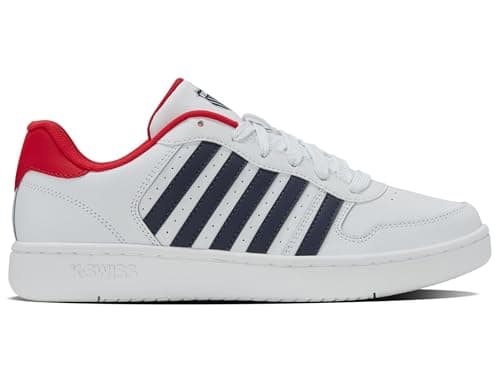 Image of K-Swiss Men's Court Palisades Trainers, White Red Peacoat, 8 UK