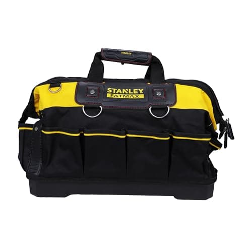 Image of STANLEY FATMAX Technician Tool Bag, 18" Heavy Duty, Hard Waterproof Base, Multiple Pockets, Shoulder Strap, 1-93-950