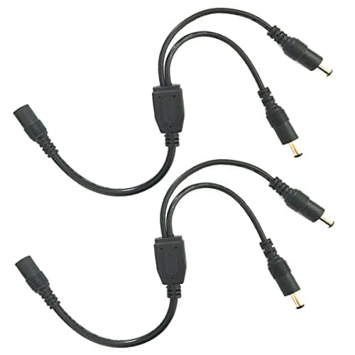 Image of LitaElek 2pcs 22AWG 5.5mm x 2.1mm DC Splitter Cable 2 Way DC Power Splitter Adapter Cable 1 Female to 2 Male for CCTV Camera LED Strip and other Devices, 30cm Long