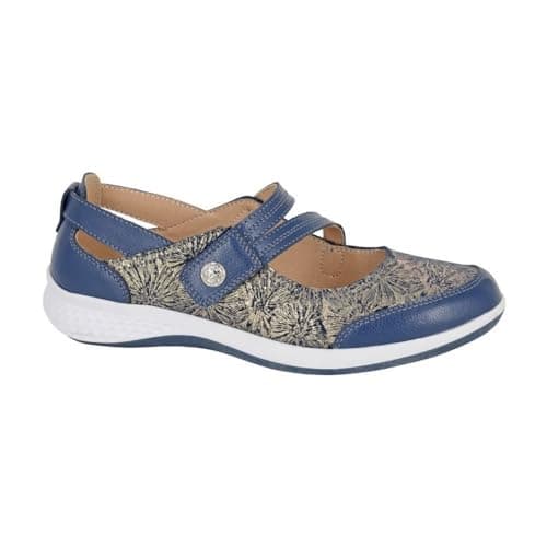 Image of Boulevard Womens/Ladies Sparkle Action Leather Touch Fastening Bar Shoes (6 UK) (Navy)