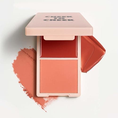 Image of MOYOU LONDON Duo Blush Palette - 2-in-1 Cream & Powder Blusher for Dewy Glow & Long-Lasting Colour - Vegan & Cruelty-Free Makeup for All Skin Types, Peach Please