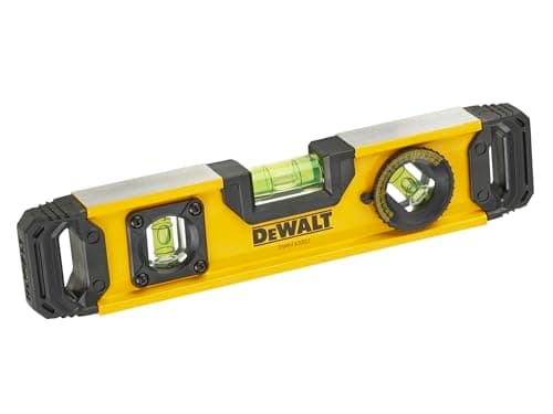 Image of DeWALT Magnetic Torpedo Level 25cm (10in) Aluminium Body with Rare Earth Magnets V-Groove Base for use on Metal and Rounded Surfaces Durability and Accuracy to 0.5mm/m. Virtually Unbreakable