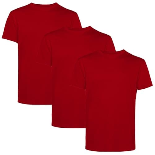 Image of Men’s T-Shirts Multipack | Cotton 3 Pack T-Shirts | Gym Tops for Him | Crew Neck Short Sleeve | Work and Casual Wear in Multi-Colour | Plain, Comfortable and Durable | Red Small