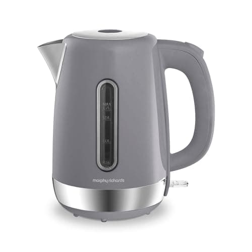 Image of Morphy Richards Equip Kettle, 1.7L, 3Kw Rapid boil, Removable Limescale Filter, Easy View Water Gauge, Stainless Steel Case, Grey, 102787