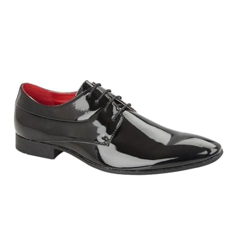 Image of A2Z Mens Black Patent Shoes Formal Lace Up Smart Dress Shiny Finish - Shoes Men Astaire Black Patent 11 UK