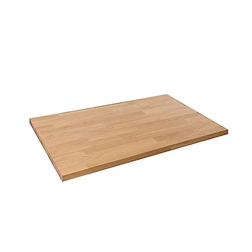 Image of domli Solid Wood Oak Office Desk Top | 1200mm x 600mm x 40mm | Premium European Wooden Rectangular Tabletop | Timber Worksurface Large Tabletop Worktop Desktop Countertop