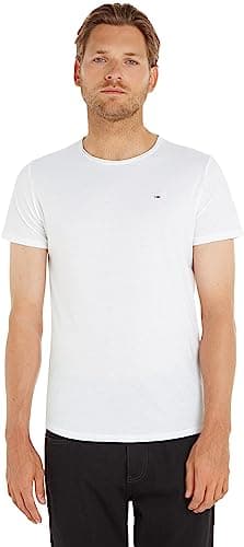Image of Tommy Jeans Men's Tjm Slim Jaspe C Neck T-Shirt, White, XS
