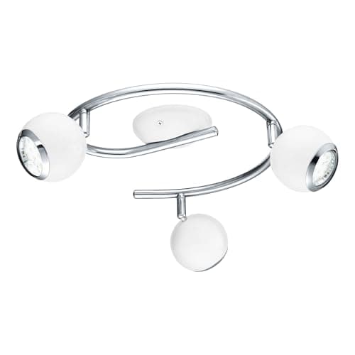 Image of Eglo LED Ceiling Lamp Bimeda, 3-Light Ceiling Spotlight, Metal Ceiling Fixture in White and Chrome, Living Room Light, Spots with GU10 Bulbs, Warm White