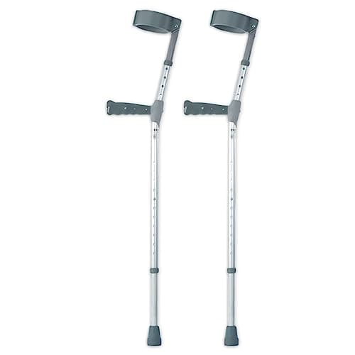 Image of Coopers PVC Handle Double Adjustable Elbow Crutches - Large - Pair | Lightweight Crutches for Adults | Height Adjustable Elbow Crutches | Hospital Crutches | Soft Touch PVC Handles