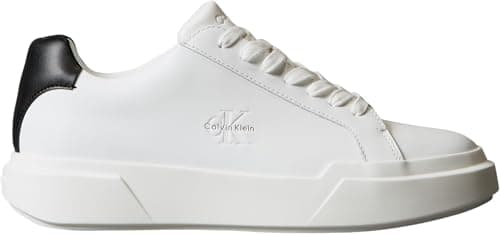 Image of Calvin Klein Men’s Chunky Lace-up Leather Cupsole Trainers, White (Bright White/Black), 6