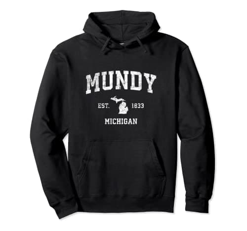 Image of Mundy Michigan MI Vintage Athletic Sports Design Pullover Hoodie