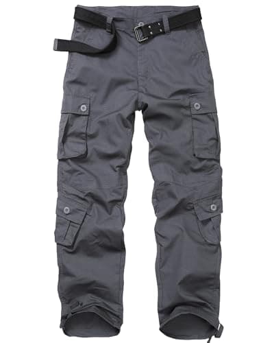 Image of CARPANT Men's Cargo Pants Relaxed Fit Cotton Tactical Work Trousers with 8 Pockets for Outdoor Activities Work Hiking, Gray, 36