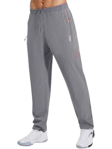 Image of Gaiatiger Tracksuit Bottoms Men Quick Drying Jogging Bottoms Men's Casual Trousers Gym Workout Sweatpants with Zipper Pockets-C3039-Light Gray-L