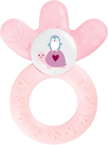 Image of MAM Cooler Teether | Sensory Teething Toy for Babies | Suitable from 4+ Months | Cooling and Soothing Relief for Painful Gums | Unique Shape and Ergonomic Design | Pink