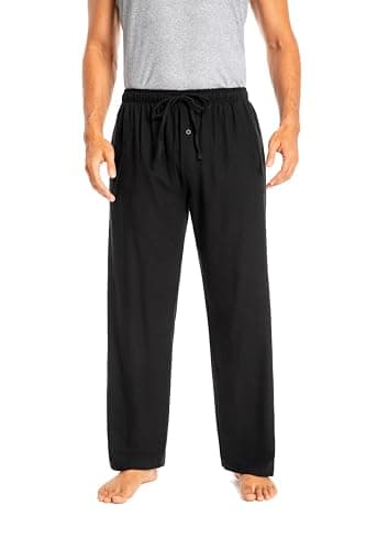 Image of JTPW Men's 100% Cotton Flannel Comfortable Pajama/Lounge Bottoms with Pockets,BLACK,M