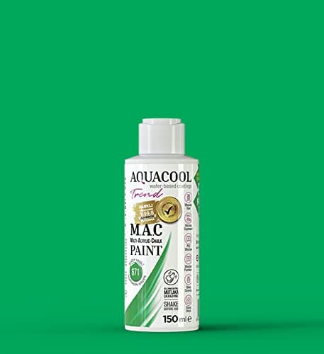 Image of Happy Woody AquaCool Multi Surface, Acrylic, Chalk, Matt, Quick Dry Paint/For Interior and Exterior Use on Furniture, Wood, Plastic, Glass, Ceramic, Stone (150 ml, Northern Green 671)