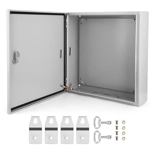 Image of Aptliton Electric Enclosure Box IP66 Waterproof, Metal Junction Box, Wall Mounted Steel Electrical Cabinet with Lock & Mounting Plate for Outdoor