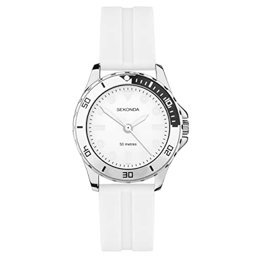 Image of Sekonda Balearic Ladies 33mm Quartz Watch in White with Analogue Display, and White Rubber Strap 40567