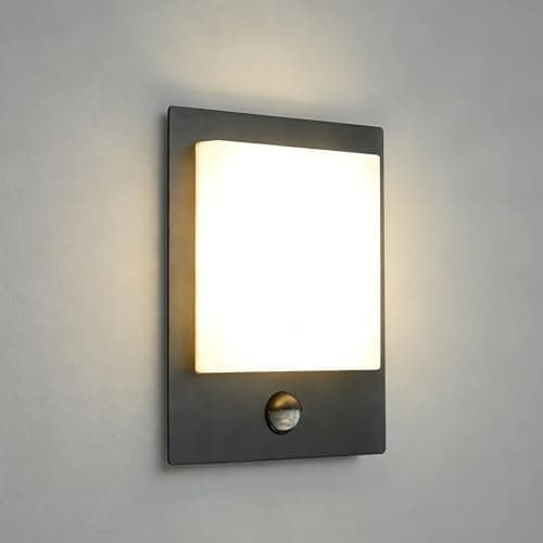 Image of MULANDI Outdoor Wall Lights with Sensor, 1 x 8.5 W Integrated LED Light, 4000K IP44 Exterior PIR Outdoor Wall Light, Black Die Cast Aluminum, for Garden and Patio Lighting
