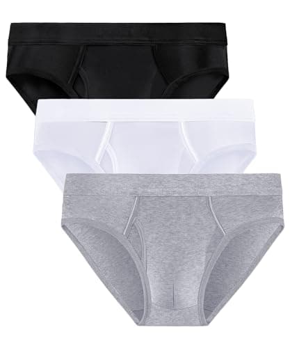 Image of Mauro Kane Men's Classic Solid Color Briefs Underpants 3 Pack with Open Fly Pouch Breathable Wicking Ribbed Cotton Underwear