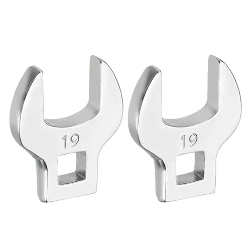 Image of sourcing map 2 Pcs Drive Crowfoot Wrench 3/8 Inch 19mm Metric Flare Nut Wrench CR-V Steel Electroplating Open End Crowfoot Spanner for Automotive Repair Mechanics, Bright Silver