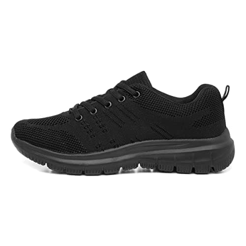 Image of Womens Black Lace Up Flat Trainer - Size 6 UK - Black