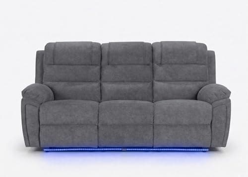 Image of Venice Fabric Electric Recliner 3+2 Seater Sofa Set Grey - LED Lights -USB Charging Ports - 3 and 2 Seater Fabric Sofa (3 Seater)