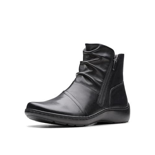 Image of Clarks Women's Cora Pace Ankle Boot, Black Leather, 5 UK