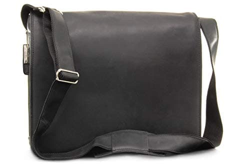Image of VISCONTI - Men's Leather Messenger Shoulder Bag - Extra Large Work Bag - For 15 to 16 Inch Laptop and A4 Notebooks - 16054 Harvard XL - Oil Black