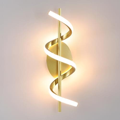 Image of MELAYR Wall Lights,14W LED Wall Lamp,Modern Spiral Design, 3000K Warm White Light,1400LM Wall Sconce Lights for Living Room Bedroom Hallway Stairs,Indoor,Gold, Ra≥80