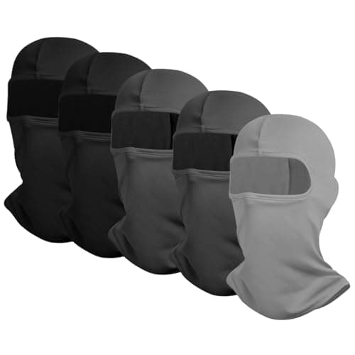 Image of EUPSIIU 5 Pcs Balaclava Ski Face Mask, Motorcycle Cycling Ski Mask, Windproof Face Mask Balaclavas, Breathable Lightweight UV Protector Scarf for Summer Winter Men Women, One Size (Black, Grey)