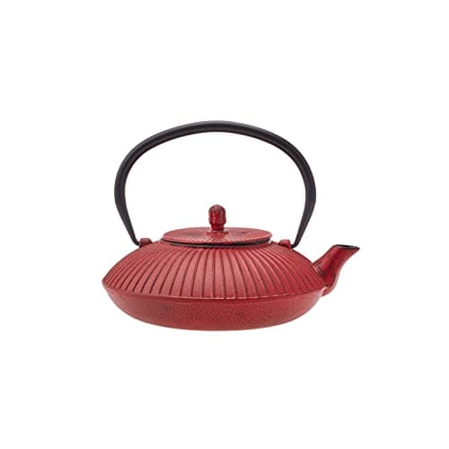 Image of Karaca Japanese Cast Iron Teapot, 800ml, Turkish Tea Pot with Infuser for Loose Leaf, Japanese Tetsubin Kettle, Red Black