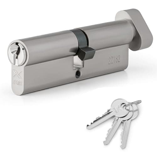 Image of XFORT Chrome 35/35T Thumb Turn Euro Cylinder Lock (70mm), UPVC Door Lock, 6 Pin Cylinder Lock with Key and Thumbturn, PVC Door Lock, Euro Lock Cylinder, Barrel Lock for Front Door or Internal Door