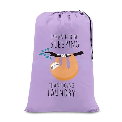 Image of flintronic Extra Large Laundry Bag, 61×91cm Foldable Storage Bag, Dirty Clothes Bags, with Drawstring Closure, Durable Rip-Stop, Convenient, for Travel/Bathroom/Bedroom/Dormitory-Purple Sloth Bear