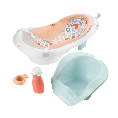 Image of Fisher-Price™ Baby to Toddler Bath 4-in-1 Sling 'N Seat Tub with Removable Infant Support and 2 Toys, Summer Blossoms