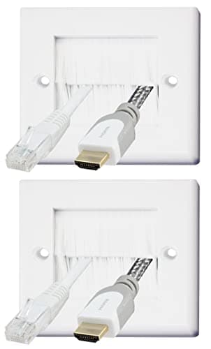 Image of Auline White Brush Single 1 Gang Wall Outlet Cable Entry Plate Tidy Mount Face Plate Wall Plate (2)