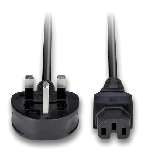 Image of C15 Kettle Power Supply Adapter Cord Mains Cable Lead UK Plug with Notch - IEC Socket Hot Conditioned for Cisco Switches, PC, Monitor Server Wall Paper Stripper Steamer Crock Pot 1.8M Long