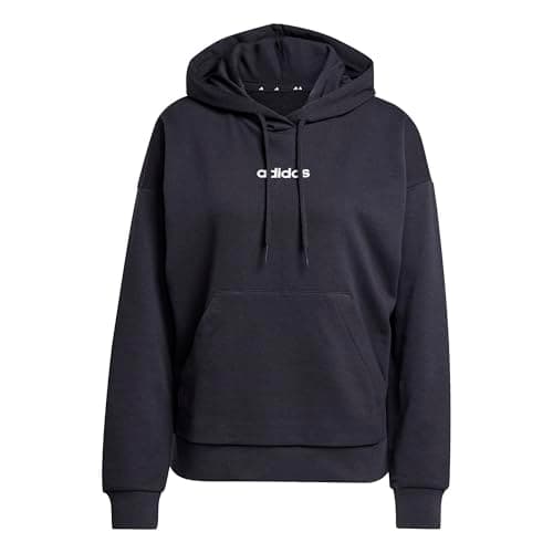 Image of adidas Women's ESSENTIALS LINEAR FRENCH TERRY HOODIE, black/white, M