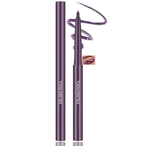 Image of Matte Plum Noir Eyeliner Pencil – Ultra Fine Tip Retractable Eye Liner, Waterproof Smudge Resistant Long Lasting Formula for Precise Winged Liner, Graphic Eye Looks and Deep Plum Matte Definition