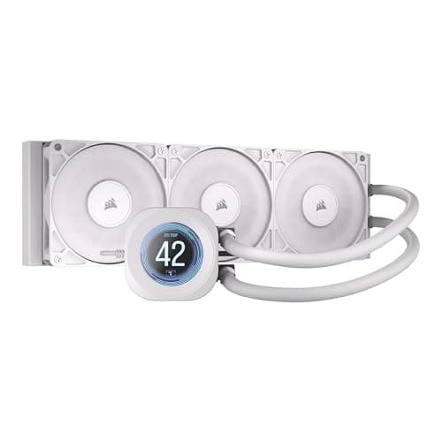 Image of Corsair NAUTILUS 360 RS LCD Liquid CPU Cooler – 2.1" IPS LCD Screen, 360mm AIO, Low-Noise, Daisy-Chain, Intel LGA 1851/1700, AMD AM5/AM4 – 3x RS120 Fans Included – White