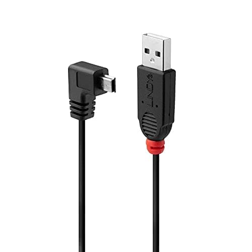 Image of Lindy 0.5m USB 2.0 Cable, Type A to Mini-B, 90 Degree Right Angle
