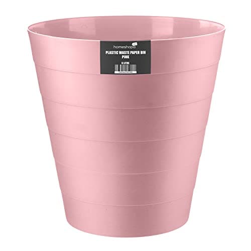 Image of HOMESHOPA Plastic Waste Paper Bin Pink, 6L Round Waste Basket Trash Can, Lightweight Rubbish Bin for Kitchen, Bedroom, Bathroom, Open-Top Design, Ourdoor Gargabe Container Dustbin
